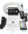 Fiber Optic Starlight Headliner Light Kit With App Remote And Sound Activated Modes for Car and Home; components laid out.