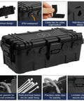 Medium Outdoor Electrical Box Weatherproof Cover Built Tough for Power Strips and Multi Plug Adapters, IP54 Rated Heavy Duty PP Box, shown with six cable entries and lockable clips, features illustrated with spacious design and wall-mountable option.