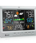 All In One Weather Station With Indoor Outdoor Thermometer And Wireless Atomic Clock Real Time Temperature And Humidity Monitor With Large Constant Display Dew Point Barometer Moon Phase Tide And Comfort Readouts Grey