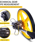 Imperial Distance Measuring Wheel With 10,000 Feet Capacity, Double Folding Portable Roller, Easy Read LCD, Measures Feet And Inches, Perfect For DIY Landscaping Construction And Surveying, yellow wheel