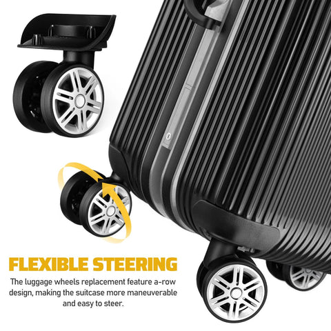 Universal 2 Pairs Luggage Wheels Replacement Kit For Suitcases And Travel Trunks with double row casters installed on suitcase