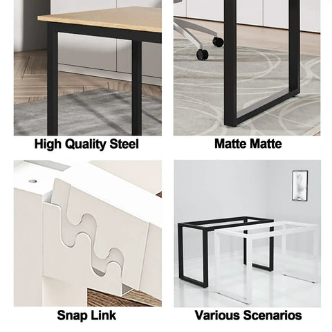 Rock Solid White Metal Table Legs Heavy Duty Industrial Rustic DIY Bench Supports Cold Rolled Steel Square Frame in various setups.
