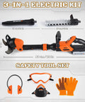3-in-1 Kids Yard Tools Set With Realistic Lights And Sounds, Kid-Friendly Weed Wacker Toy, Leaf Blower Toy, Chainsaw Toy, and Safety Gear