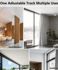 Retractable Ceiling Curtain Track 2.8 To 5.2 Ft White With Silent Nano Roller System And 304 Stainless Steel Hooks, adjustable ceiling track for room divider and windows
