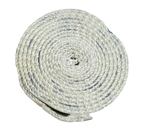 Rolled self-adhesive flat gasket, 3/4 in x 7 ft, white braided seal for pellet stoves