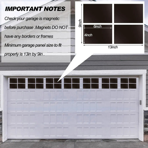 Illustration of Magnetic Garage Door Decoration Kit With 32 Faux Windows 4 Faux Hinges And 2 Handles For Two Cars Dark Brown Square