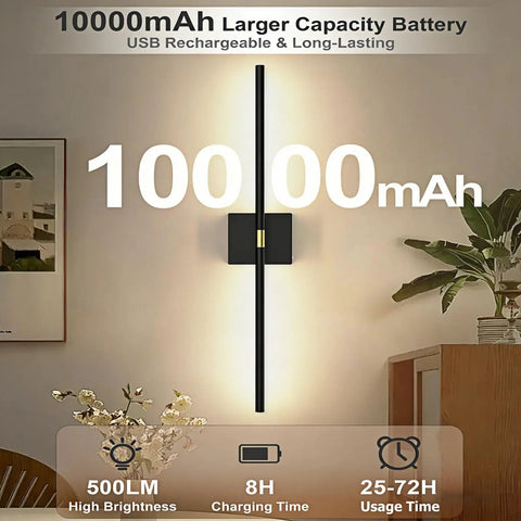 Battery Operated Wall Sconces Set Of 2 Rechargeable Wireless Wall Lights 360 Rotatable Magnetic Modern Lamps with 10000mAh battery.