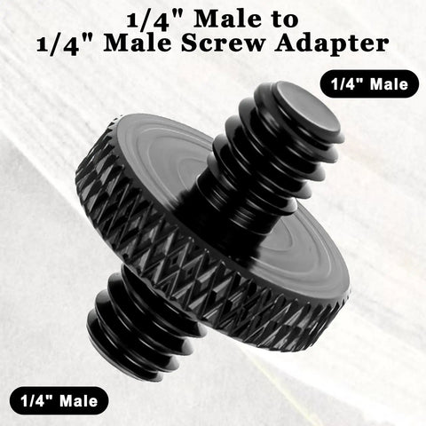 Solid Grip Six Pack Of One Quarter Inch Male To Male Threaded Tripod Screw Adapters For Camera Cages And Lighting Stands With Grippy Knurling And Rust Proof Aluminum Build Setup, showing knurled screw adapter.