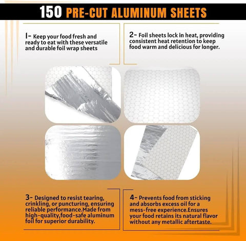 150 Sheets Insulation Aluminum Foil Sandwich Wrapping Paper Sheets 10.75 x 14 Inches for Sandwiches Burritos and BBQ