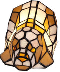 Tiffany Style Stained Glass Accent Dog Table Lamp For Home Decor Orange Lit Pup Vibe 10 Inches Long 5 Inches Wide 4.3 Inches High Uses 25W E12 Bulb LED Included For Warm White Light