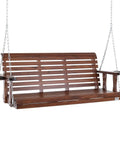Wood Porch Swing 5.5Ft With Heavy Duty 880 Lb Capacity For Outdoor Patio Garden Hangout Built To Last Durable Fir Wood With Galvanized Chains Weatherproof Brown