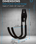 Built Like A Tank 2 Pack EV Charger Holder Wall Mount dimensions showing 5.7 inch tall heavy duty steel cable organizer hooks.