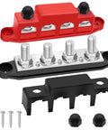 Heavy Duty Two Hundred Fifty Amp Marine Bus Bar With Thick Copper Core Twelve Volt Power Distribution Block and components.
