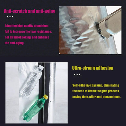 Self-Sealing Pipe Insulation Foam Tube for Outdoor Water Lines with Antifreeze Aluminum Foil Heat Shield shown with adhesion details