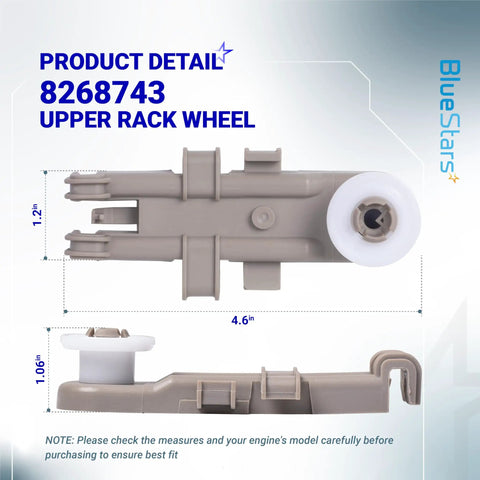 Beefed Up Ultra Durable Dishwasher Upper Rack Wheel Pack Of 4 For Whirlpool Kenmore KitchenAid Dishwashers Replaces WP8268743 AP6012252 PS11745459 Easy Glide And Quiet Performance Direct Replacement Parts