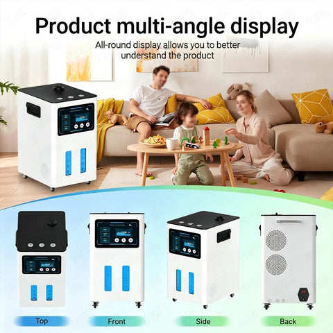 Three Port Hydrogen Inhalation System For Home Use, 99.99% Pure H2 Generator with multi-angle view in living room