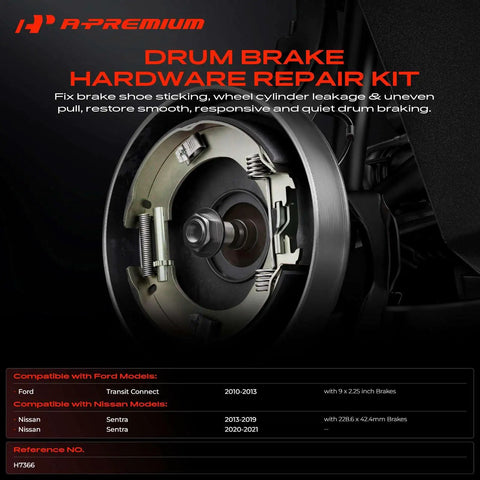 Top Notch Rear Side Drum Brake Hardware Kit For Ford Transit Connect And Nissan Sentra 2013-2021 Ensures Smoother Stops And Killer Stopping Power With Heavy Duty Parts., rear drum brake hardware repair kit with springs and pins for 9 x 2.25 in setup