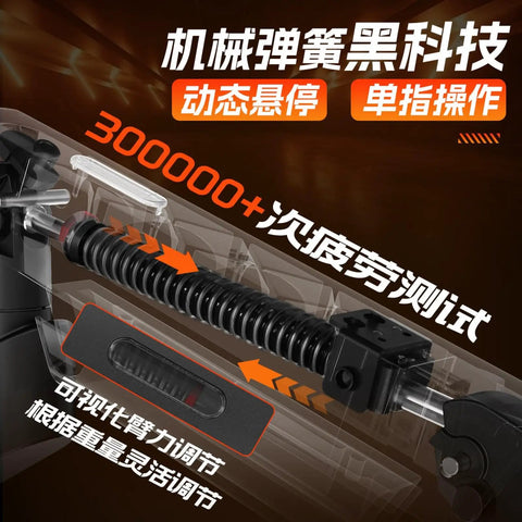 Top Tier Adjustable Monitor Arm With Heavy Duty Desk Clamp Base Built Like A Tank To Hold Nine Kilograms Securely, showing ergonomic adjustability features.