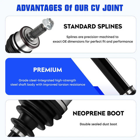 Dodge Front Left And Right CV Axle Shaft Set For AWD Charger Challenger Magnum And Chrysler 300 2005 Through 2020 Replacement Two Piece CV Joint Shaft Assembly, steel shaft and neoprene boot