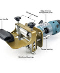Rugged Mortise And Tenon Jig With Greaseless Linear Track For Router Slotting Locator Adjustable Woodworking Joinery Guide with auxiliary handle and reinforced bearings.