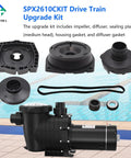 Drive Train Upgrade Kit for 1 and a Half HP Pool Pumps SPX2610CKIT components displayed near a pool