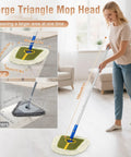 Woman using Beast Industrial Dry Dust Mop For Hardwood Floors And More With Wide Triangle Head And 360 Degree Rotation