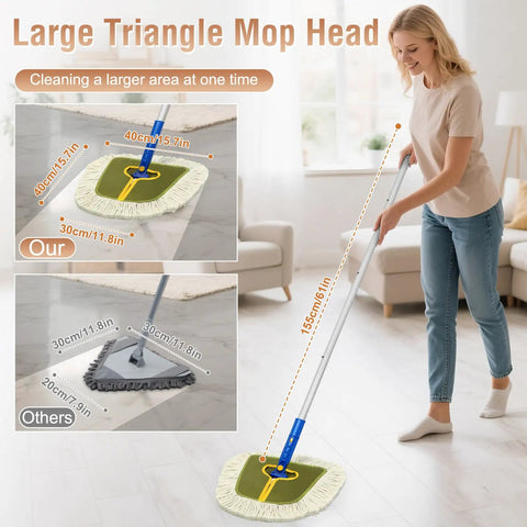 Wicked Large 15 Inch 100 Percent Cotton Wedge Dust Mop Head Replacement With Thick Extra Yarn being used for efficient cleaning.