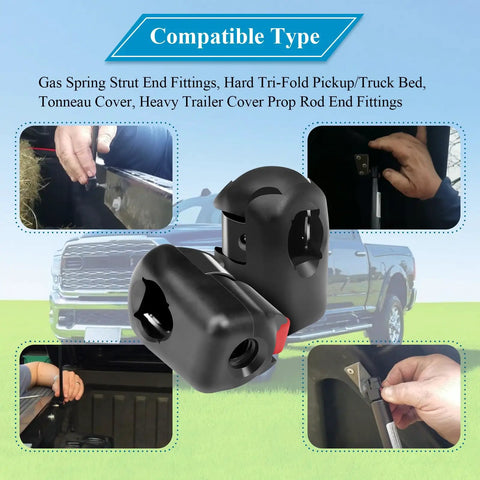 10 Pcs M6 Female Thread Gas Spring End Fittings For 10mm Ball Stud Grab-And-Go Strut Accessories, Easy Install, Fits Most Gas Springs With M6 Threads, Durable High Quality Hardware, black nylon gas spring fittings for truck bed and cover