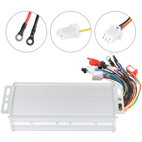 Brushless DC Motor Speed Controller Box 2-Mode Replacement For Electric Bicycle Scooter 36-48V 800W, aluminum alloy casing with wires