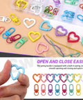 All In One 68 Piece DIY Jewelry Making Kit With Colorful Swivel Lobster Claw Clasps Heart Shaped Keychain Clips Ball Chains Open Jump Rings And Carabiner Clips In A Compact Storage Box For Easy Crafting, shown with heart clasps and ball chains