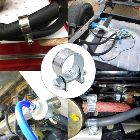 Tnisesm 32-piece hose clamp kit; metal worm-drive clamps for 1/4, 5/16, 3/8 inch fuel lines.