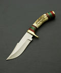 Beefy Stainless Steel Fixed Blade Knife With Wood Bolster Handle And Leather Sheath 8 Inch Overall 4 Inch Blade For Outdoor Camping