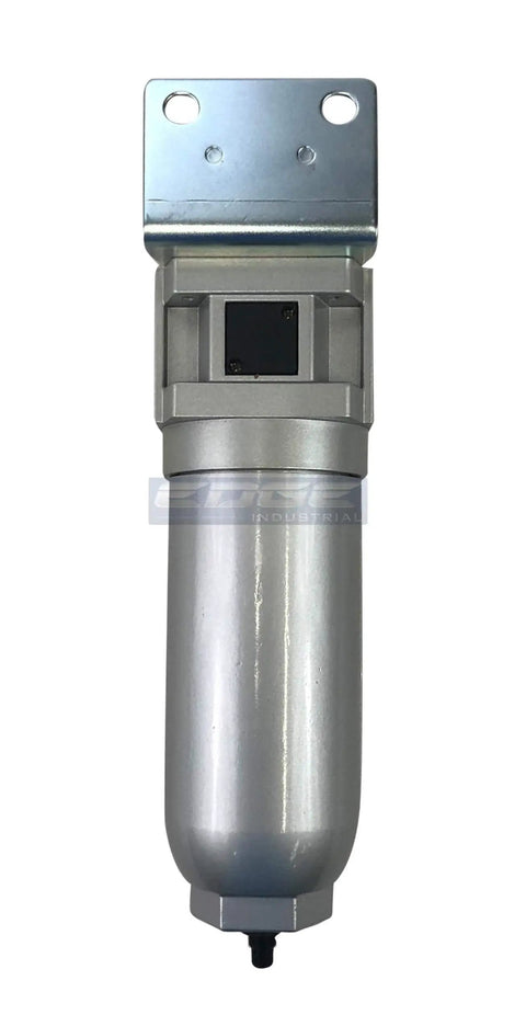 Heavy Duty High Flow Air Pressure Regulator With Particulate Filter And Auto Drain Water Trap For Compressed Air Systems Three Quarter Inch NPT Regulates Seven To One Hundred Seventy Five PSI 160 CFM Metal Bowl With Sight Glass Wall Mount Bracket unit front view