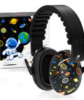 Kids Ear Protection Earmuffs with 27dB noise canceling, space-themed design, for sports events, concerts, autism support