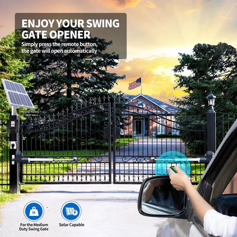 Dual Swing Gate Opener For Medium Duty Gates Up To 18 Feet Per Arm, AC Powered Driveway Gate Operator with remote control