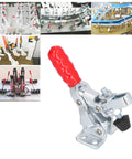 Heavy Duty Quick Release Vertical Toggle Clamp With 150kg Capacity Pro Grade Hold Down Fixture shown with red ergonomic handle.