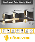 4 Light Vanity Light Fixture Black And Gold Rustic Modern Wall Sconce over mirror with durable metal construction