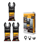 Kickass Carbide Oscillating Multi Tool Blades 3 Pack, heavy duty metal blades in box with connectors for cutting.