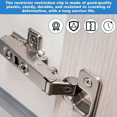 50 Piece 86 Degree Cabinet Hinge Restrictor Clips With Screwdriver, Hinge Stopper Limiter For Standard Face Frame Doors