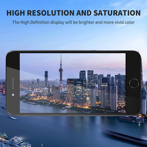 IPhone 7 Plus Screen Replacement Kit With Home Button And Front Camera Five Point Five Inch Black LCD Digitizer Full Assembly Repair All In One Tool Set For A1661 A1784 A1785 Includes Earpiece Speaker Sensor displayed over a cityscape.