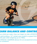 Child riding Electric Balance Bike For Kids Ages 3 To 5 With 12eDRIVE Gradual Power Start And Non Powered Mode outdoors