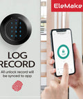 Smart Door Lock 4-In-1 Keyless Entry With Fingerprint, Passcode, Tuya App Remote, And USB Backup interface and app control.
