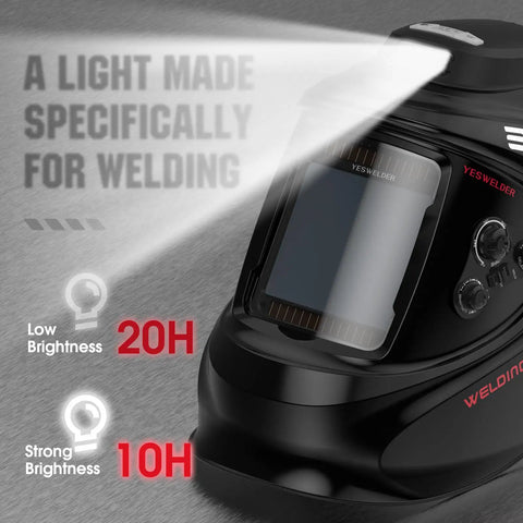 Large Viewing True Color Auto Darkening Welding Helmet Solar Powered With 3.93x3.27 Inch Screen And 4 Arc Sensors, side view