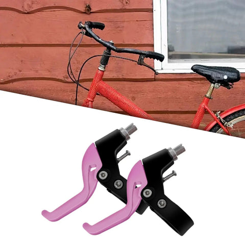 Pink Kids Bike Brake Lever Set for Small Hands Easy Three Finger Pinch Handle Childrens Bicycle Brake Lever for Safer Stopping