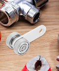 Rock Solid Double Bearing Sliding Door Pulley With Hella Smooth V Groove Wheel for anti sagging barn door hardware on wooden surface.