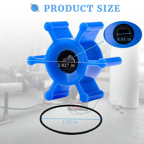 Beefed Up Impeller And O Ring Kit For Milwaukee M18 Transfer Pumps Replacement 49-16-2771 49162771 Upgraded Water Pump Repair Accessories Blue With Easy Fit Durable Build Noise Reduction And Corrosion Resistant Parts, blue impeller and O-ring with 2.027 in and 2.22 in size labels