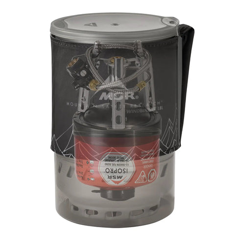 Windproof Camping Stove System With Radiant Burner And Regulator Fast Boil 1.8 Liter Pot All Components Nest, including IsoPro Fuel