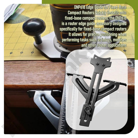 Heavy Duty Routing Edge Guide Fits Your Compact Cordless Router with aluminum design for precision cuts and easy setup.
