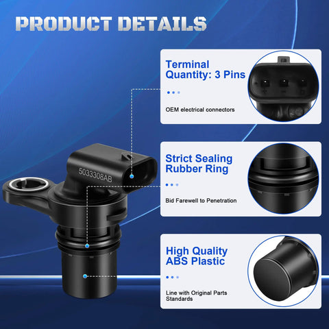 Dodge Camshaft Position Sensor Set Of 2 For Journey Avenger Caliber Dart Patriot Compass Cherokee Renegade And Chrysler 200 2.0L 2.4L L4 Engines Easy Plug And Play OE Replacement with 3-pin connector