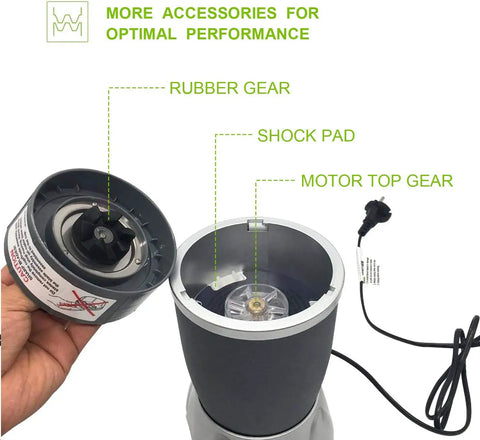 Rubber gear and shock pad from 14-Piece Blender Extractor Blade And Cup Replacement Kit for 600W and 900W blenders.